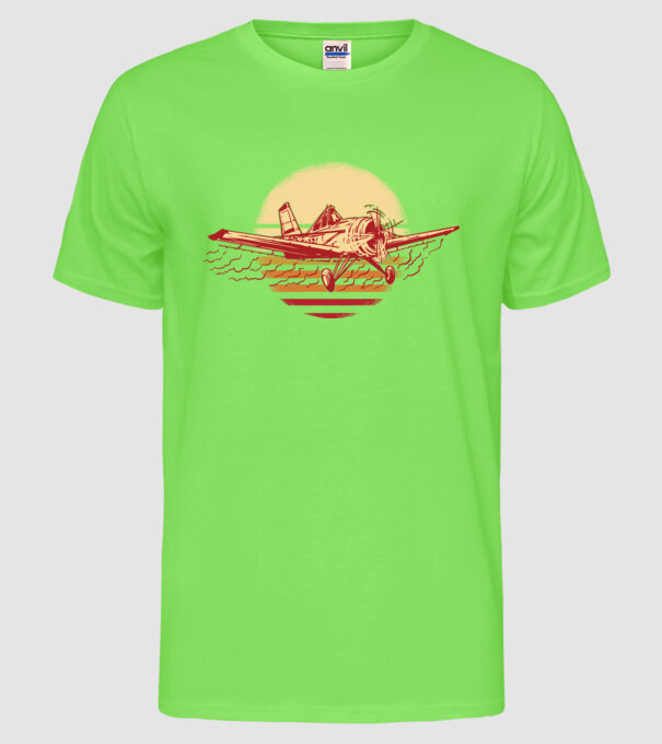 Avioane model verde neon pe tricou