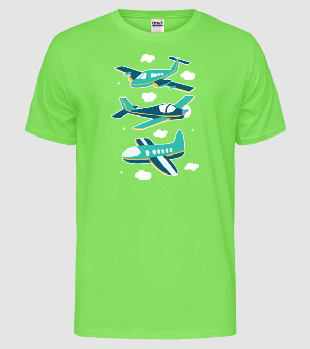 Avioane model verde neon pe tricou