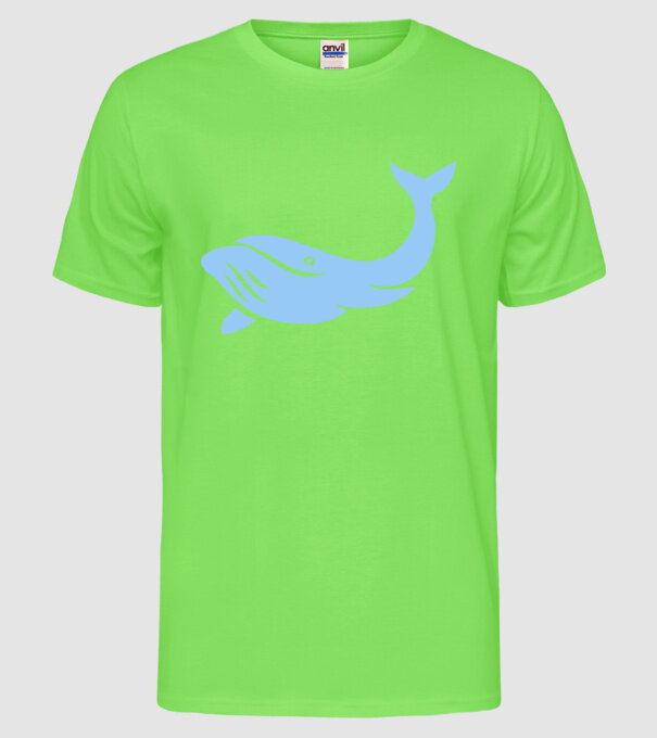 balenă model verde neon pe tricou