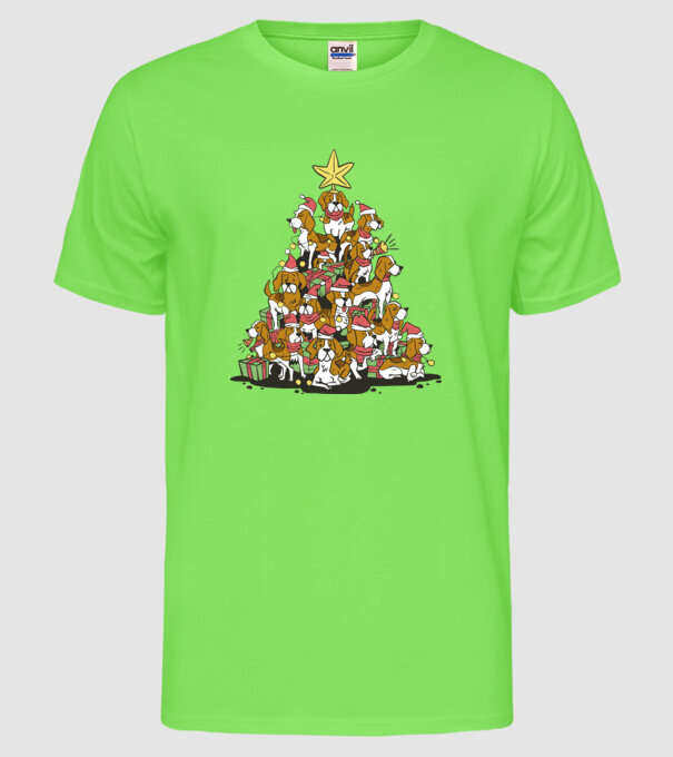 beagle christmas tree model verde neon pe tricou