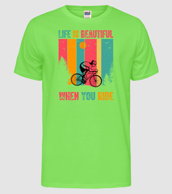 Beautiful ride model verde neon pe tricou