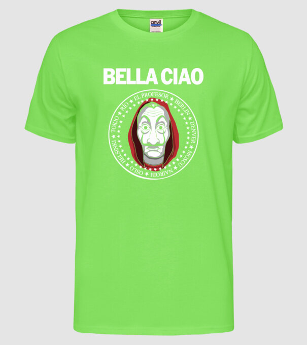 bella ciao stroke white model verde neon pe tricou