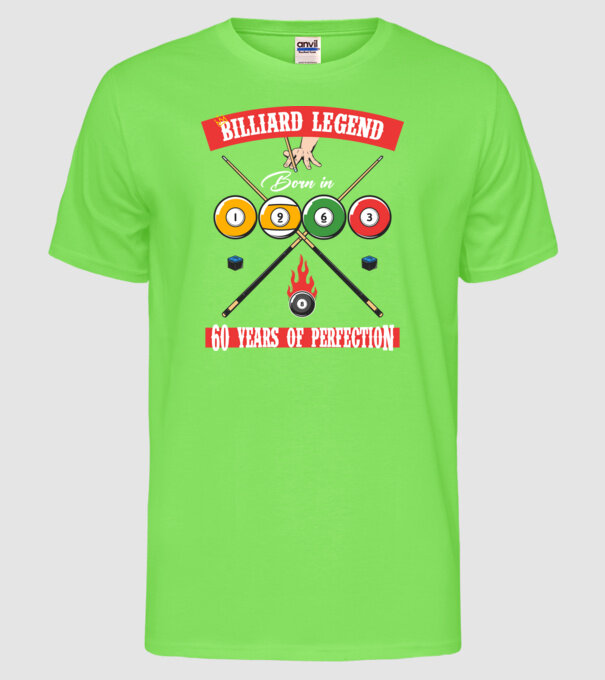 Billiard legend born in 1963 model verde neon pe tricou