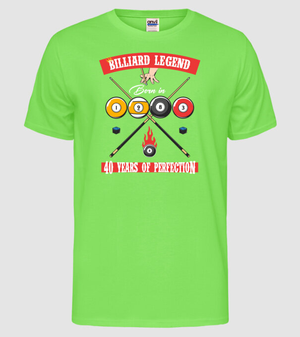 Billiard legend born in 1983 model verde neon pe tricou