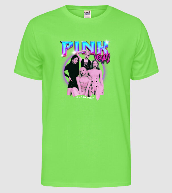 BLACKPINK pink venom model verde neon pe tricou