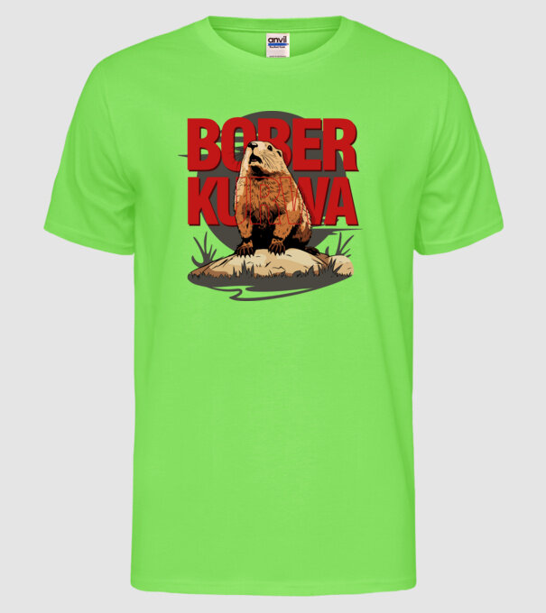 BOBER model verde neon pe tricou
