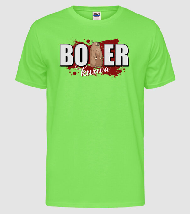 Bober Kurwa model verde neon pe tricou