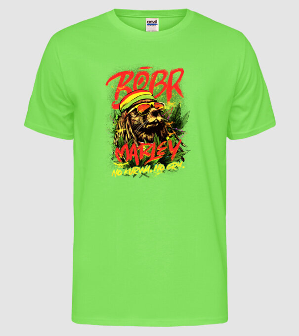 BÓBR MARLEY model verde neon pe tricou