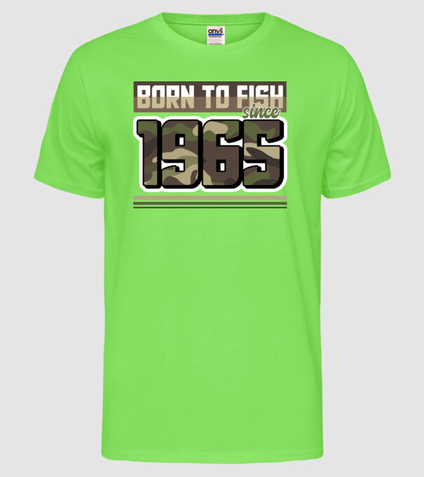 Born to fish since 1965 model verde neon pe tricou
