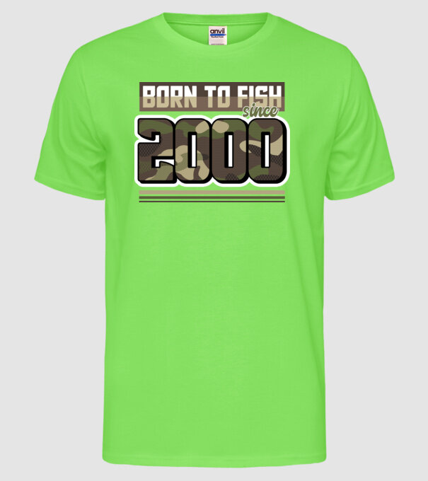 Born to fish since 2000 model verde neon pe tricou