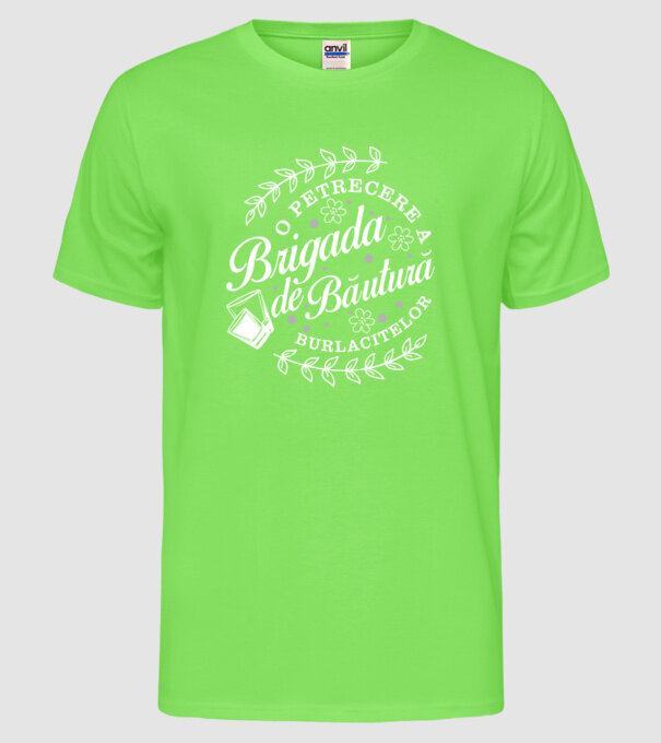 Brigada de băutură model verde neon pe tricou