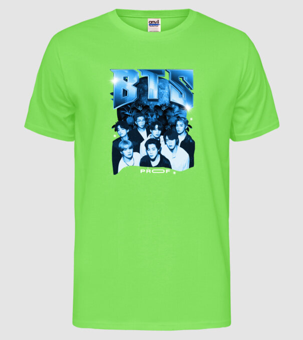 BTS model verde neon pe tricou