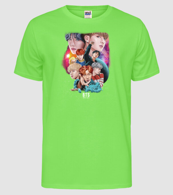 BTS POSTER model verde neon pe tricou