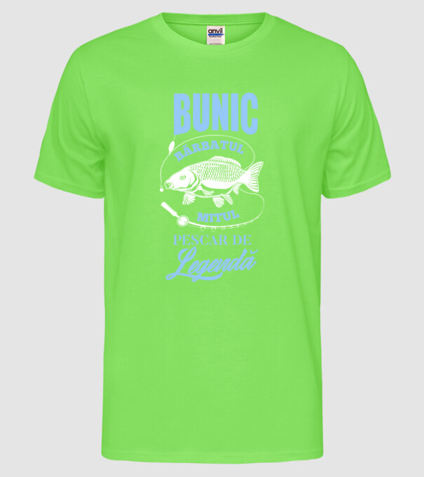 Bunic - bărbatul, mitul, pescar de legendă model verde neon pe tricou