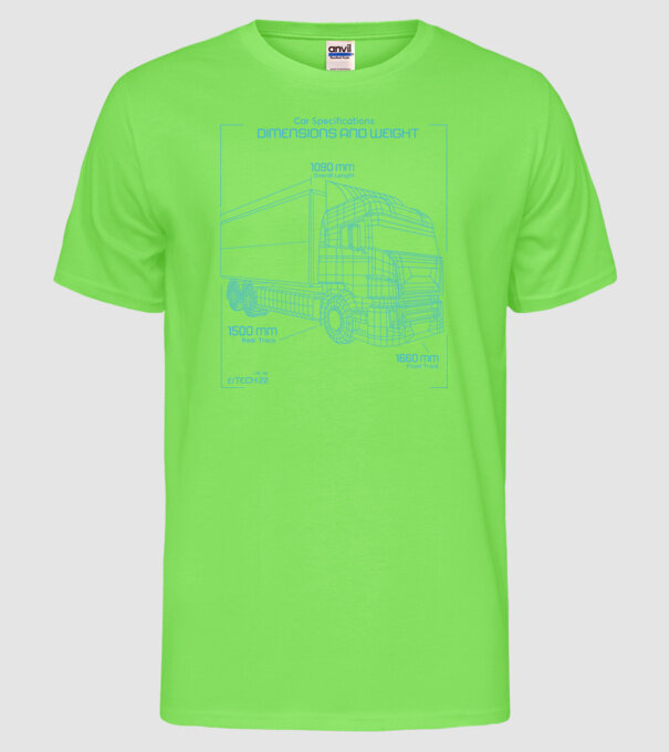 Camioane model verde neon pe tricou