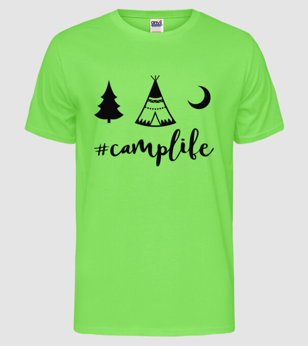 camplife model verde neon pe tricou