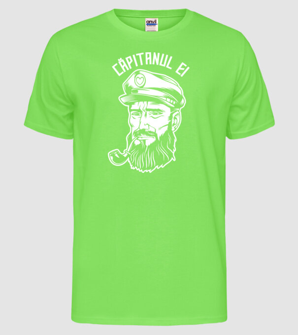 Căpitanul ei model verde neon pe tricou