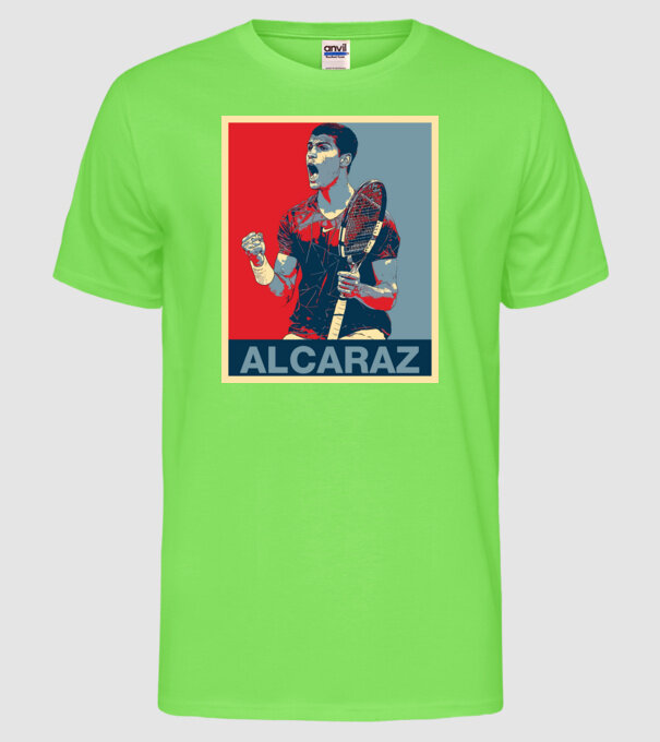 Carlos Alcaraz model verde neon pe tricou