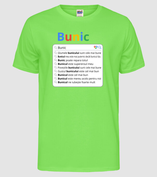 căutare Google Bunic model verde neon pe tricou