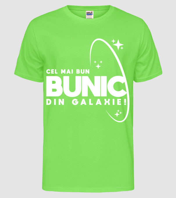 Cel mai bun bunic din Galaxie! model verde neon pe tricou