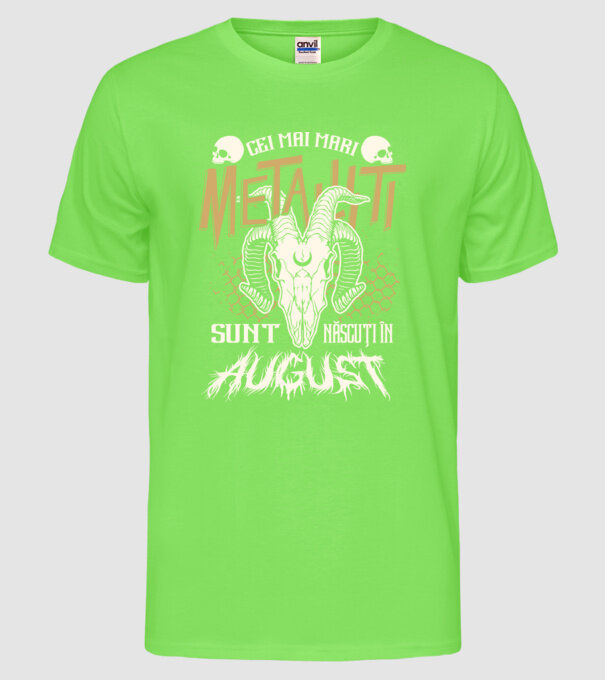 Cei mai mari metaliști sunt născuți în august. model verde neon pe tricou