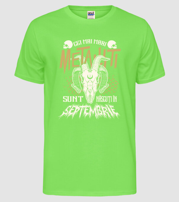 Cei mai mari metaliști sunt născuți în septembrie. model verde neon pe tricou