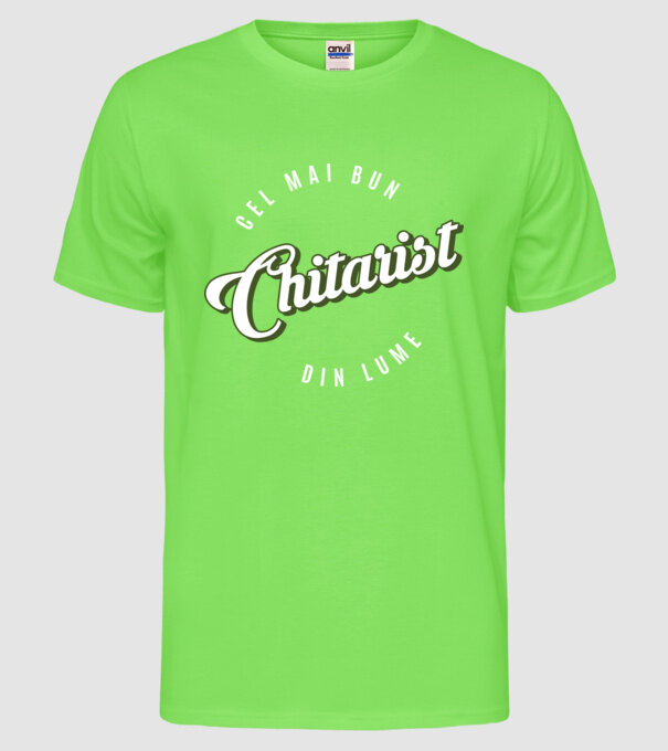 Cel mai bun Chitarist din lume model verde neon pe tricou