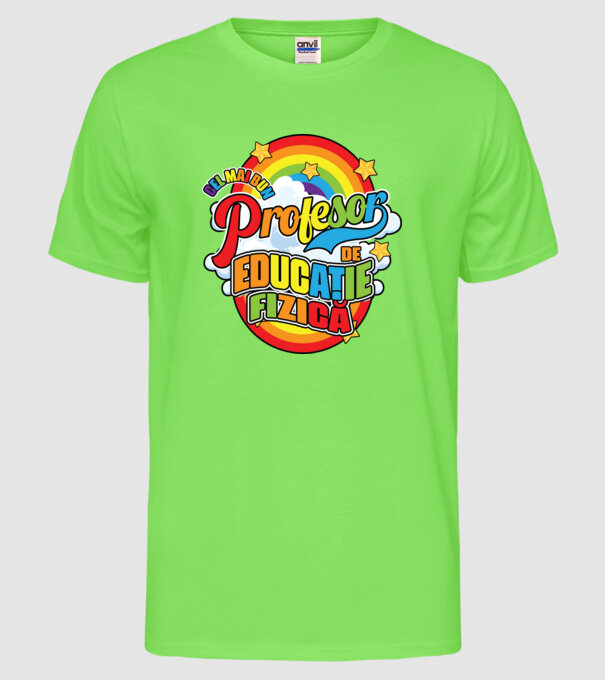 Cel mai bun educație fizică model verde neon pe tricou