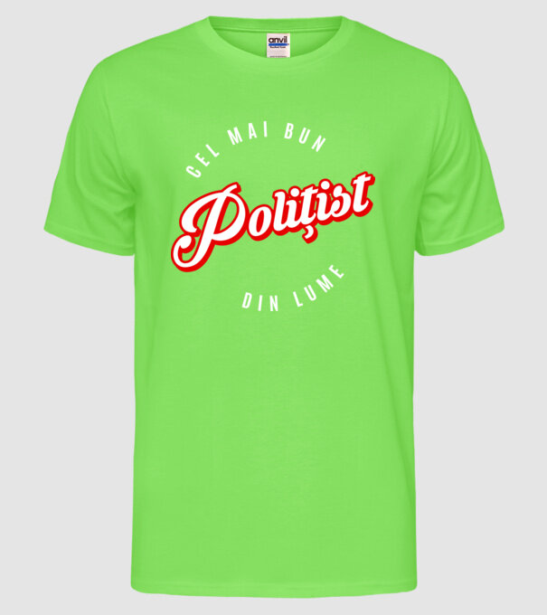 Cel mai bun POLIȚIST din lume model verde neon pe tricou