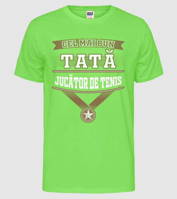 Cel mai bun tată jucător de tenis model verde neon pe tricou