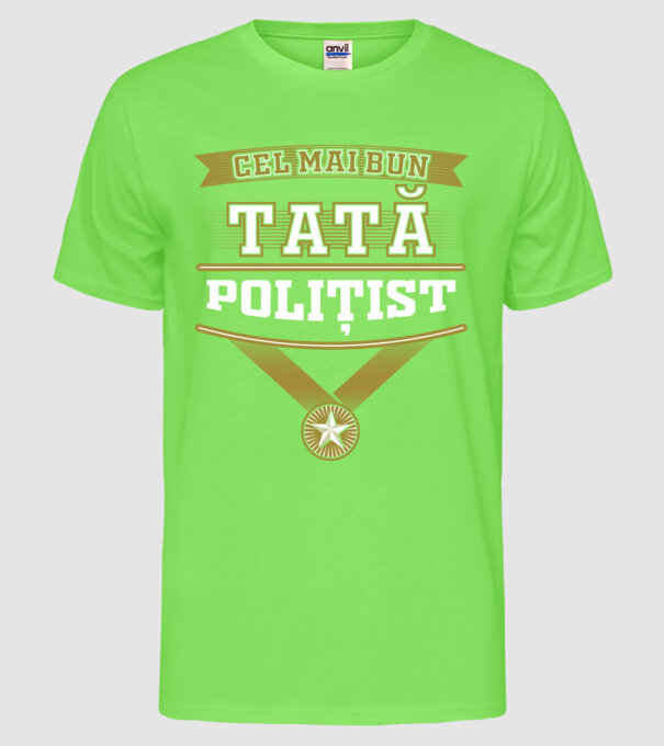 Cel mai bun tată polițist model verde neon pe tricou