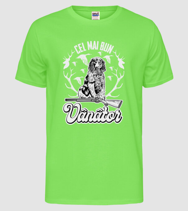 Cel mai bun vânător model verde neon pe tricou