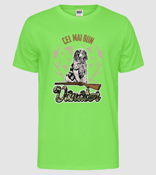 Cel mai bun vânător model verde neon pe tricou