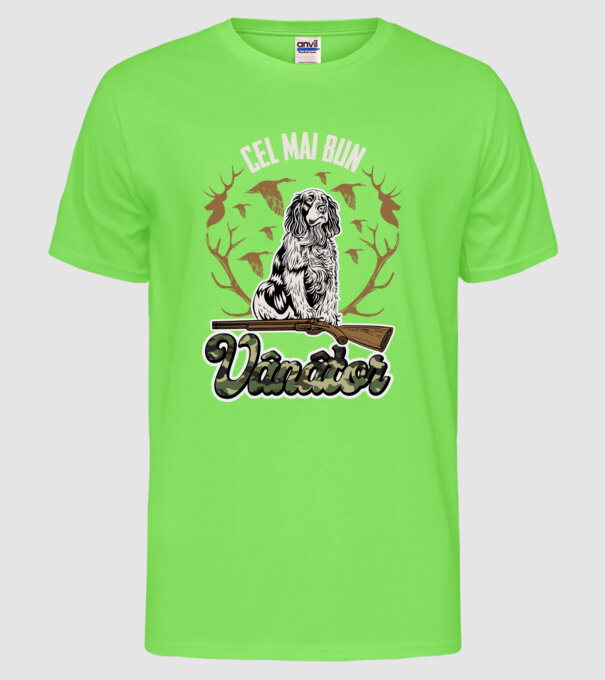 Cel mai bun vânător model verde neon pe tricou