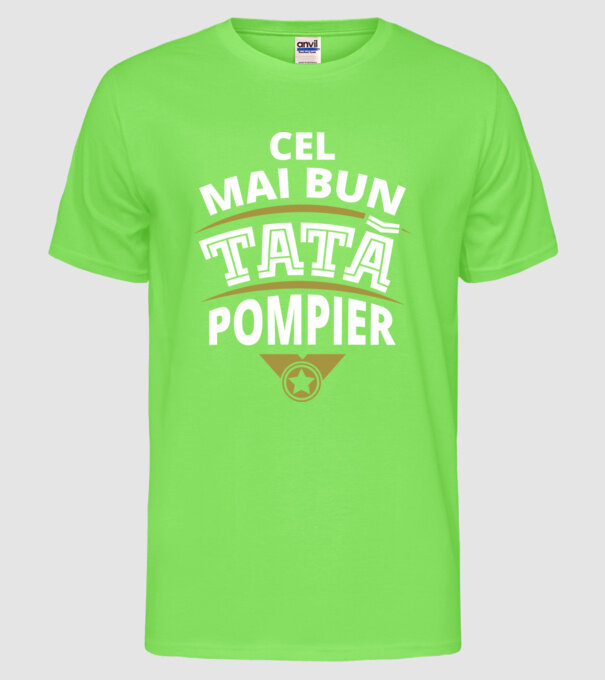 Cel mai bun tată pompier model verde neon pe tricou