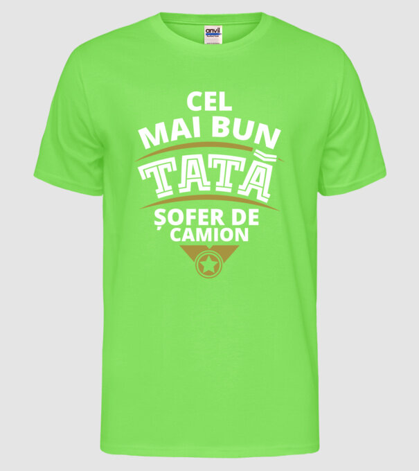 Cel mai bun tată șofer de camion model verde neon pe tricou