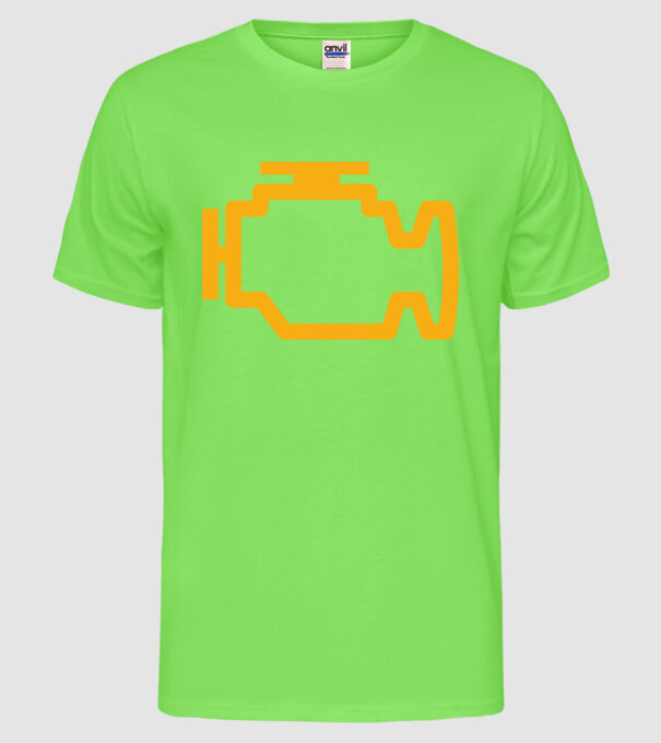 check engine model verde neon pe tricou