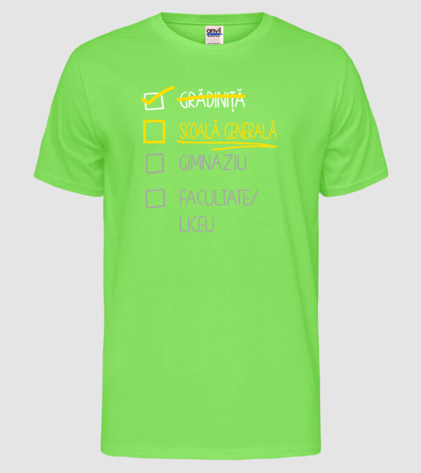 Cheklist educație - grădiniță negru model verde neon pe tricou