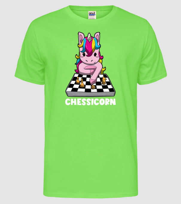 Chessicorn model verde neon pe tricou