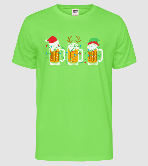 Christmas beer mugs model verde neon pe tricou