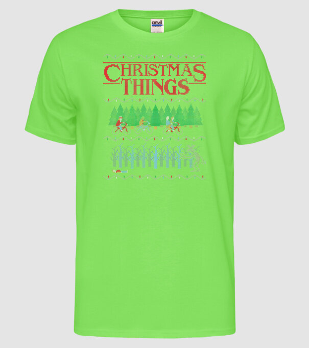 christmas things ugly sweater model verde neon pe tricou