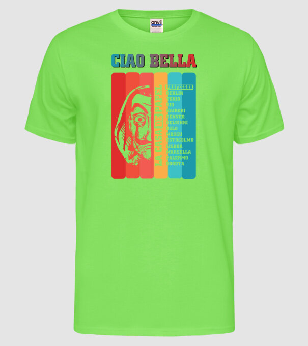 ciao bella retro model verde neon pe tricou