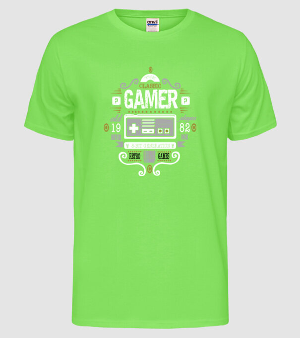 Classic Gamer model verde neon pe tricou