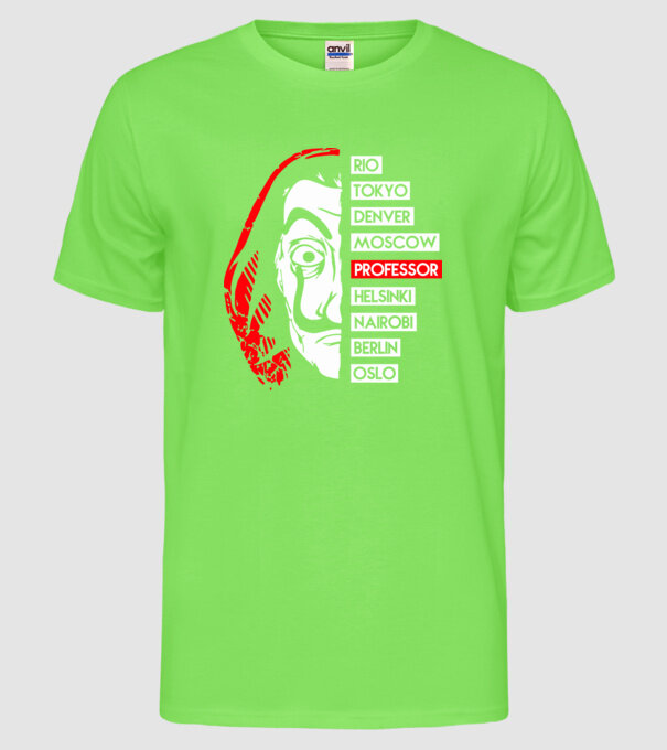 classic logo la casa de papel model verde neon pe tricou