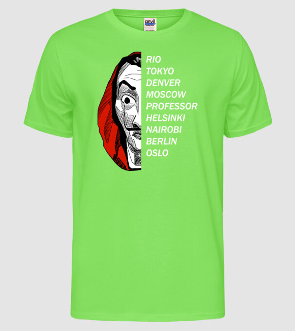 classic logo money heist model verde neon pe tricou