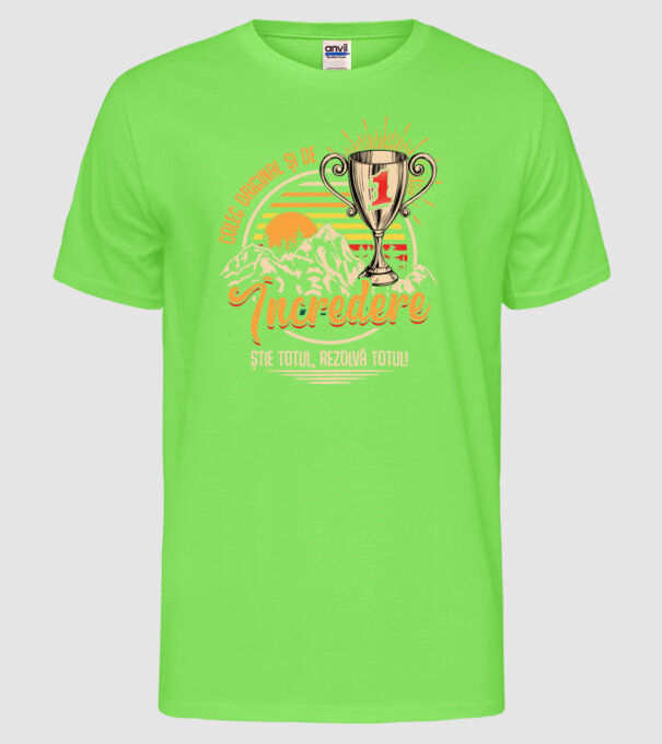 coleg original și de încredere model verde neon pe tricou