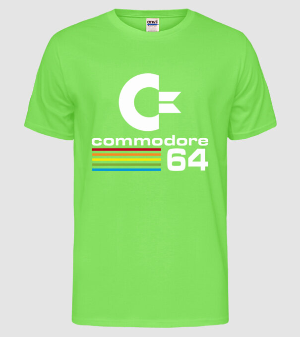 Commodore 64 logo on black model verde neon pe tricou