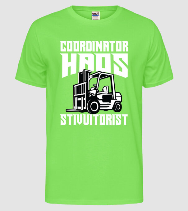 coordonator stivuitorist haos model verde neon pe tricou