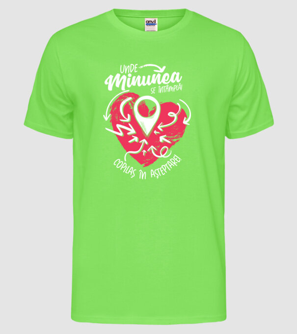 Copilaș în așteptare model verde neon pe tricou