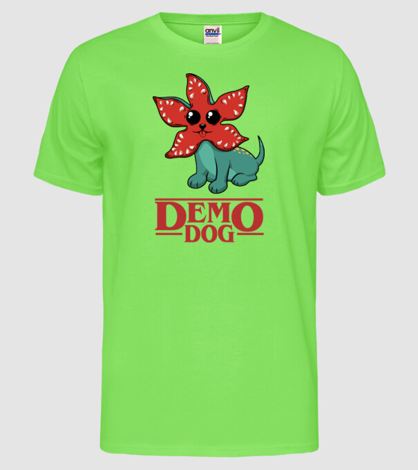 cute demodog model verde neon pe tricou